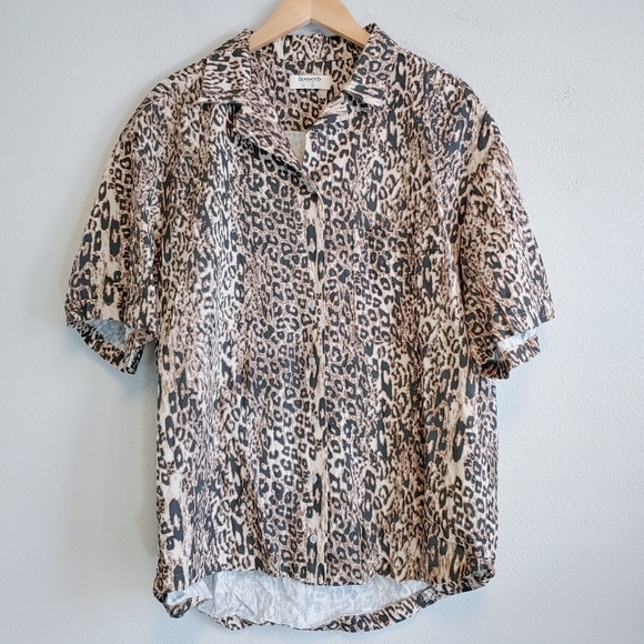 House of CB Tops - House of CB London Animal Print Short Sleeves Shirt Sz M Contemporary Casual